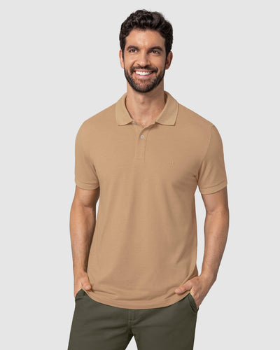 Camiseta tipo polo manga corta masculina#color_381-camel