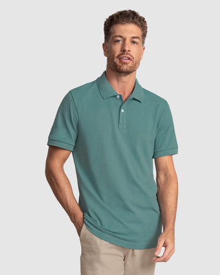 Camiseta tipo polo manga corta masculina#color_532-verde-gris