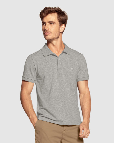 Camiseta tipo polo manga corta masculina#color_717-gris-jaspe