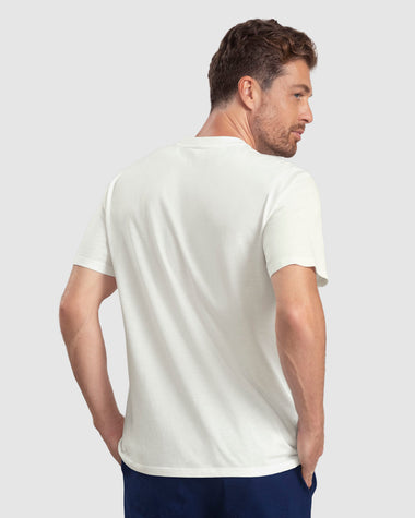 Camiseta básica manga corta con estampado en alta con textura#color_018-marfil
