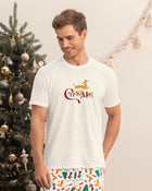 Camiseta manga corta de pijama navidad para hombre#color_395-marfil