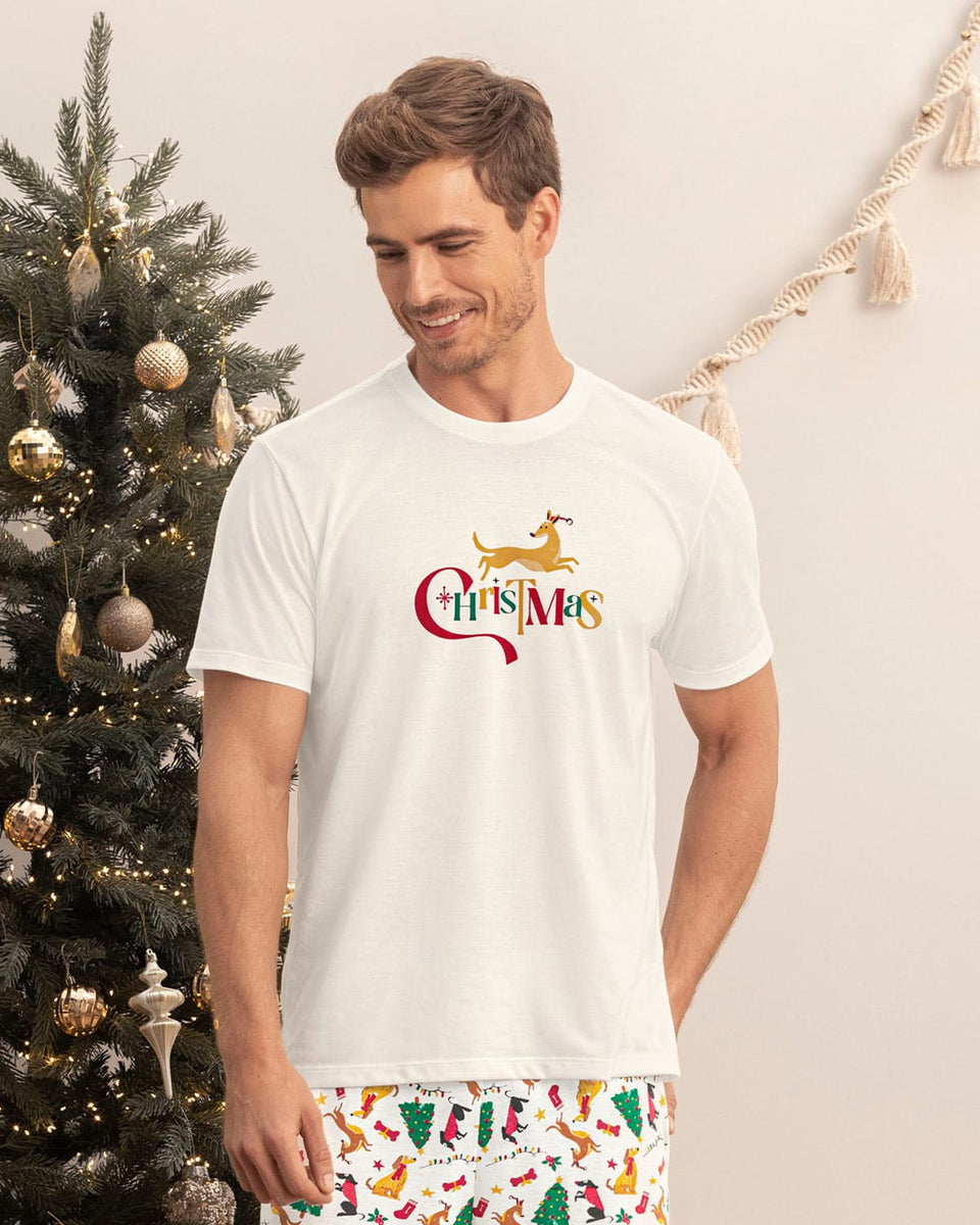 Camiseta manga corta de pijama navidad para hombre