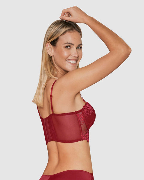 Sostén tipo bustier de realce suave#color_a40-rojo