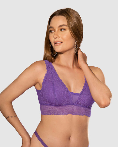 Bralette triangular en tul y encaje elástico en base del busto#color_467-morado-oscuro