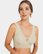Bralette triangular en tul y encaje elástico en base del busto