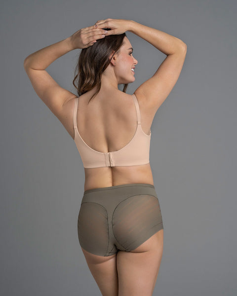 Calzón faja clásico con control moderado de abdomen y bandas en tul#color_603-verde-oscuro