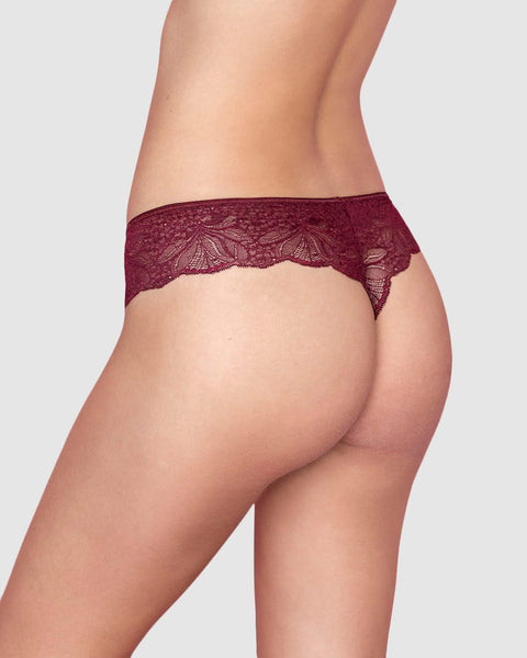 Calzón estilo tanga colaless con laterales y encaje#color_220-vino