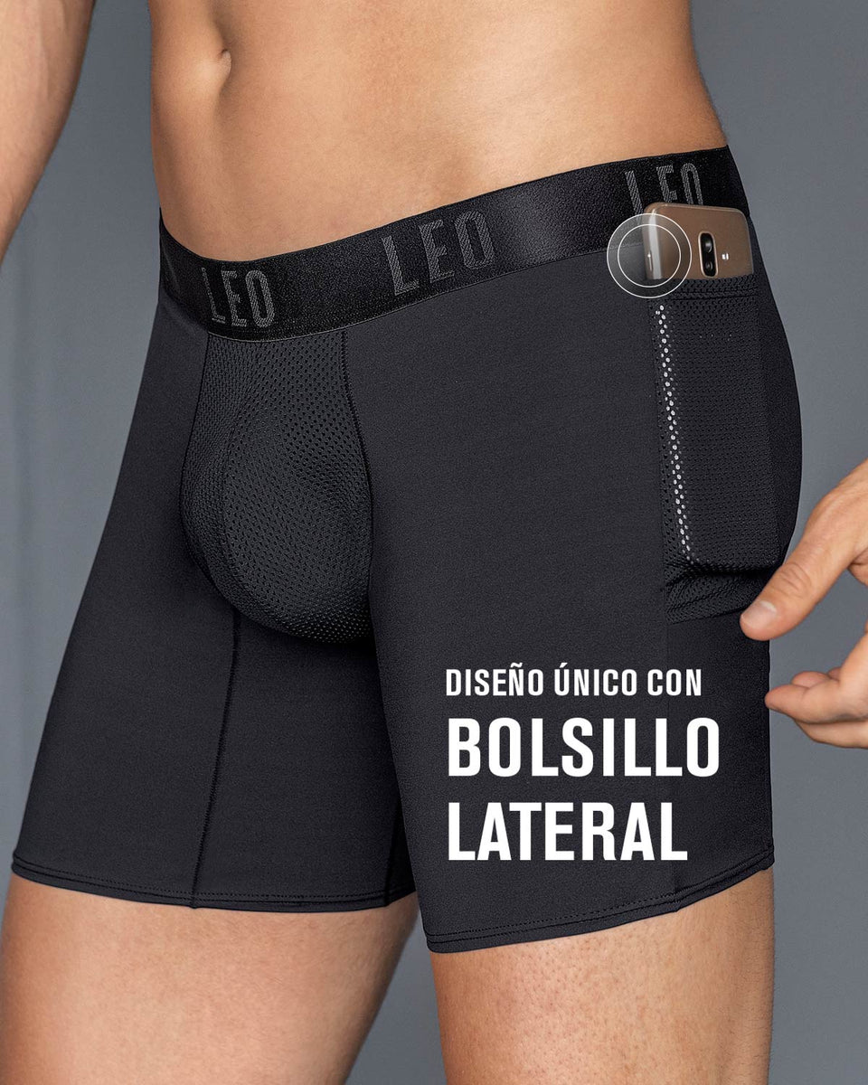 Bóxer deportivo con bolsillo lateral en microfibra