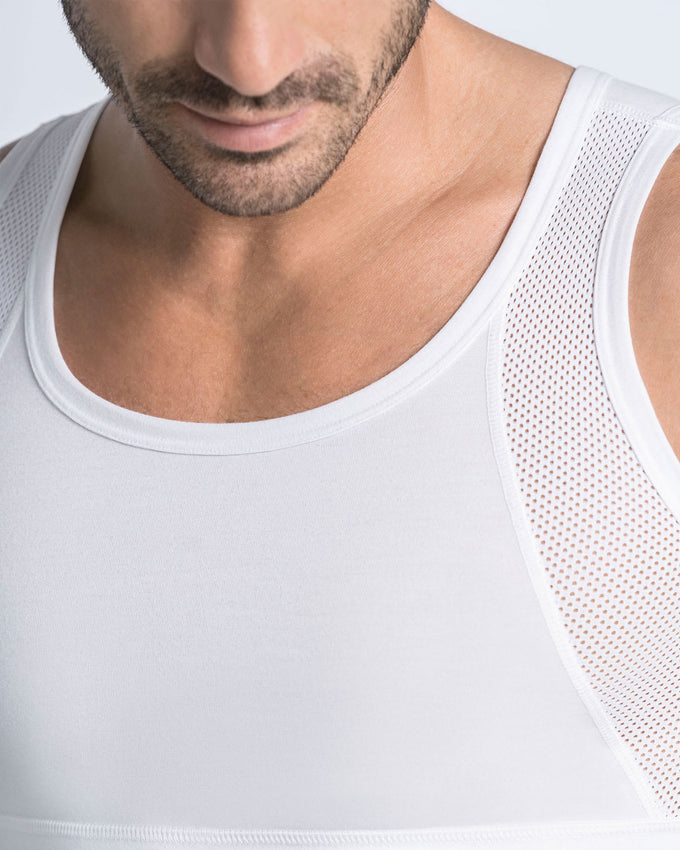Camiseta manga sisa de compresión fuerte ideal para uso diario con algodón pima#color_000-blanco