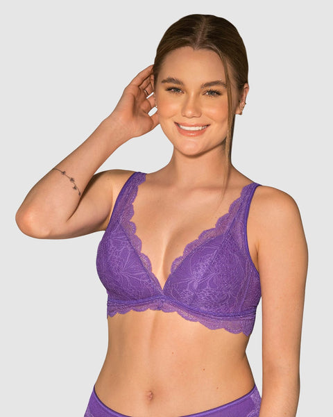 Bralette con copas en espuma cubierto en encaje#color_467-morado-oscuro