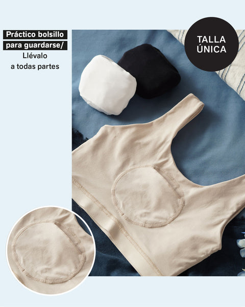 Top talla única ultracómodo con bolsillo interno para guardarlo pocket bra#color_802-cafe-claro