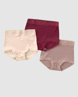 Paquete x 3 calzones clásicos con toques de encaje#color_s19-marfil-palo-de-rosa-vino