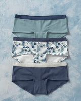 Paquete x 3 boxers semidescaderados en algodón#color_s31-azul-oscuro-azul-medio-estampado-flores