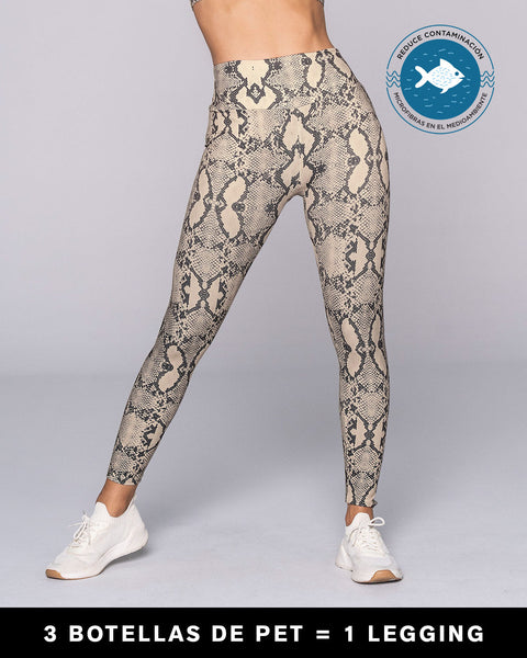 Legging de tiro alto control en abdomen y muslos en material Bio-pet#color_094-estampado-piton-gris