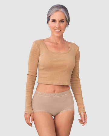 Paquete x3 confortables panties clásicos de ajuste y cubrimiento total#color_984-cafe-blanco-marfil-negro