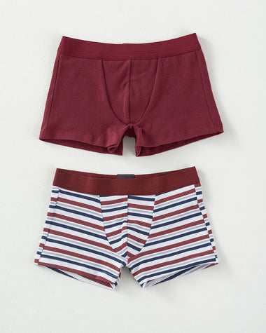 Paquete x2 bóxers en algodón para niños#color_s46-rayas-vino