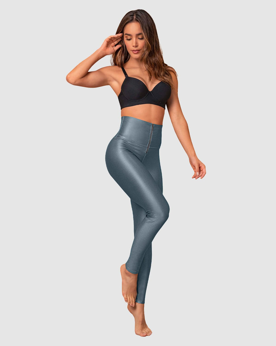 Leggings con control de abdomen y acabado efecto cuero