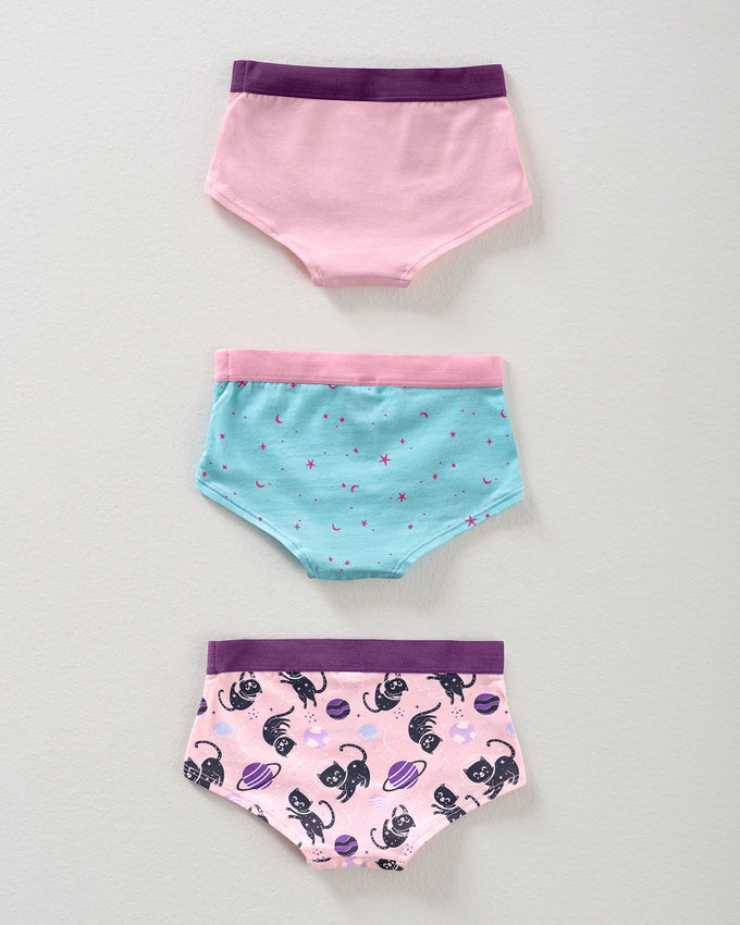 Pack x3 calzones tipo pantaleta en algodón suave para niña#color_s43-rosado-gatos-azul