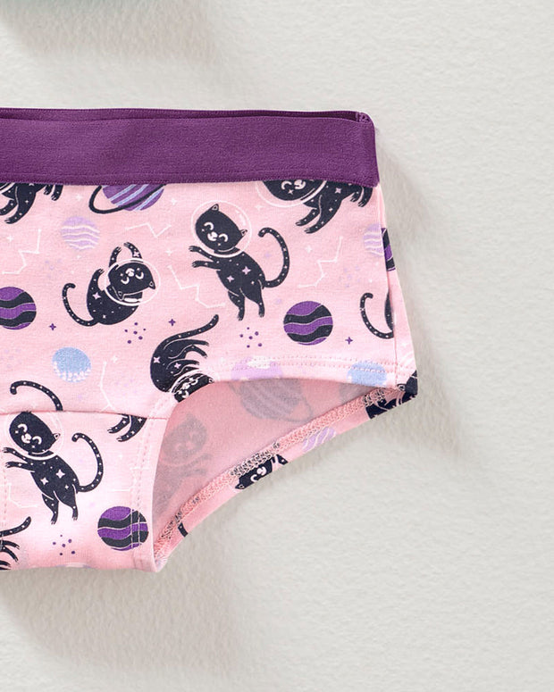 Pack x3 calzones tipo pantaleta en algodón suave para niña#color_s43-rosado-gatos-azul