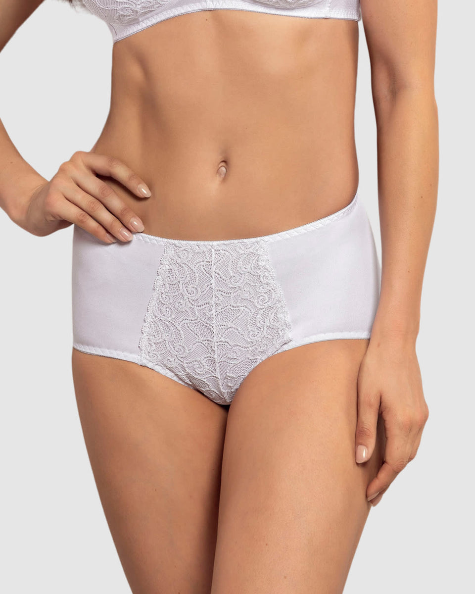 Calzón  clásico de control suave con toques de encaje en abdomen