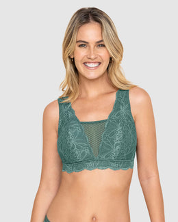 Bralette multiusos sexy siempre en encaje ideal para prótesis de mastectomía#color_613-verde-esmeralda