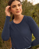 Camiseta manga larga básica para mujer#color_510-azul-oscuro