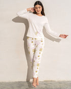 Pijama camiseta larga y pantalón largo silueta semiajustada