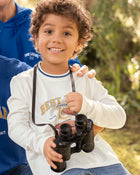 Camiseta manga larga con cuello tejido en contraste para niño