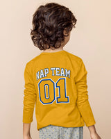 Camiseta manga básica larga cuello redondo para niño#color_847-mostaza