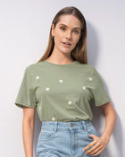 Camiseta en algodón manga corta con estampado localizado