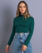 Camiseta básica manga larga cuello alto