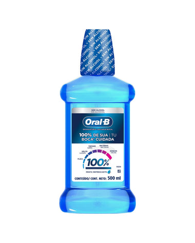 Enjuague bucal oral-b 100%. 500 ml.#color_menta-refrescante