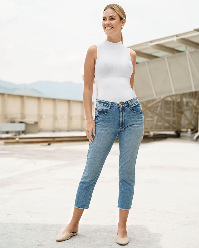 Body colaless sin mangas silueta ajustada#color_000-blanco